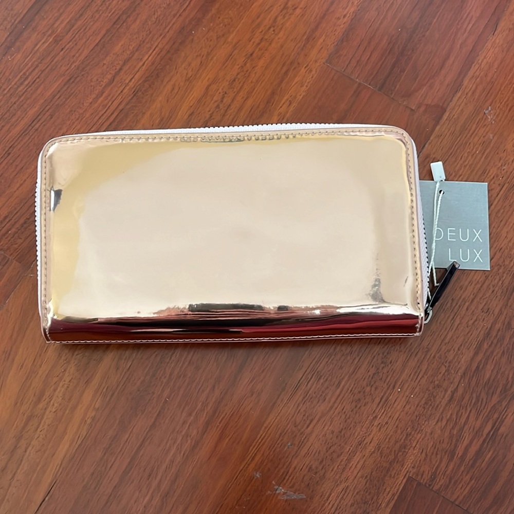 Rose gold Deux Lux zippered Skyline wallet NWT